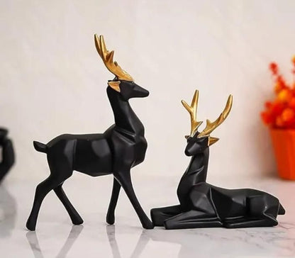 Black Lucky Deer Set of 2